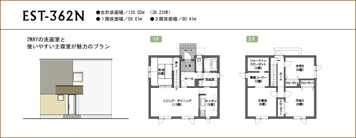 2WAYの洗面台と使いやすい主寝室が魅力のプラン