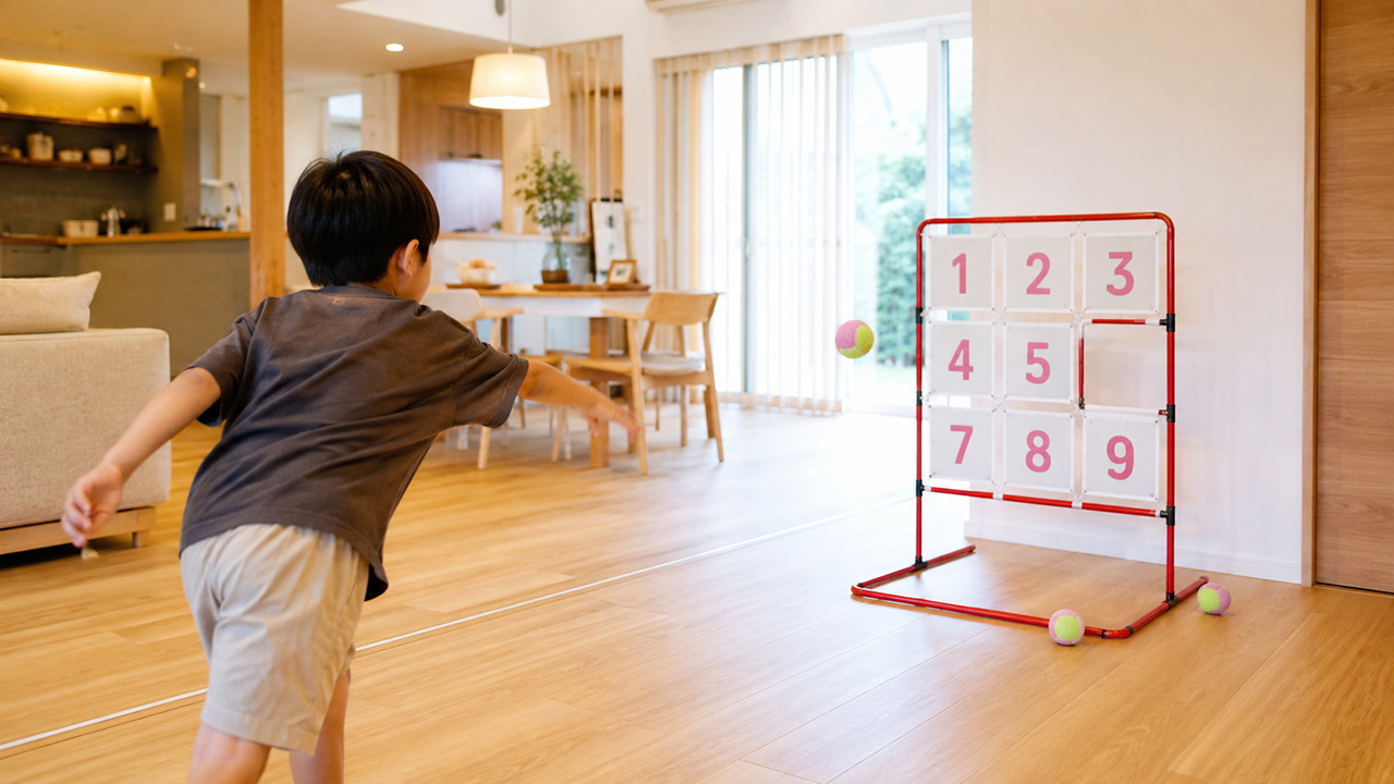 家づくりスタートフェア ストラックアウトを楽しむお子さまの様子