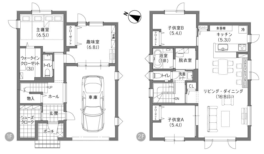 シューズクロークの施工事例間取り図（A様邸）