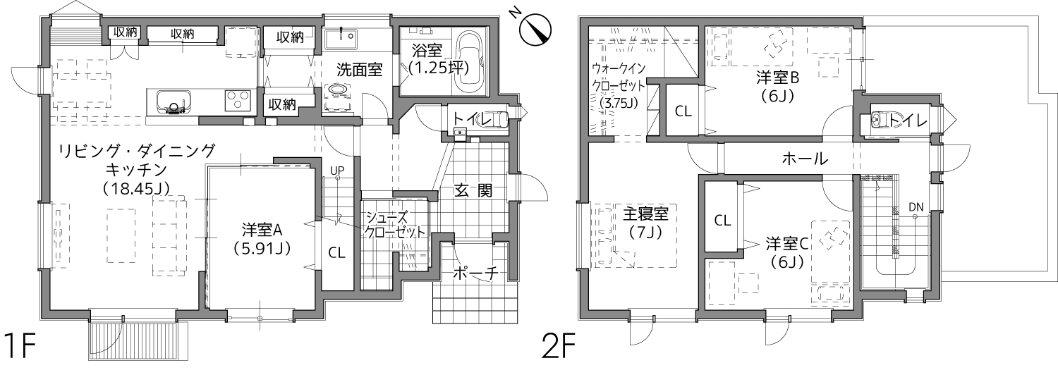 シューズクロークの施工事例間取り図（O様邸）