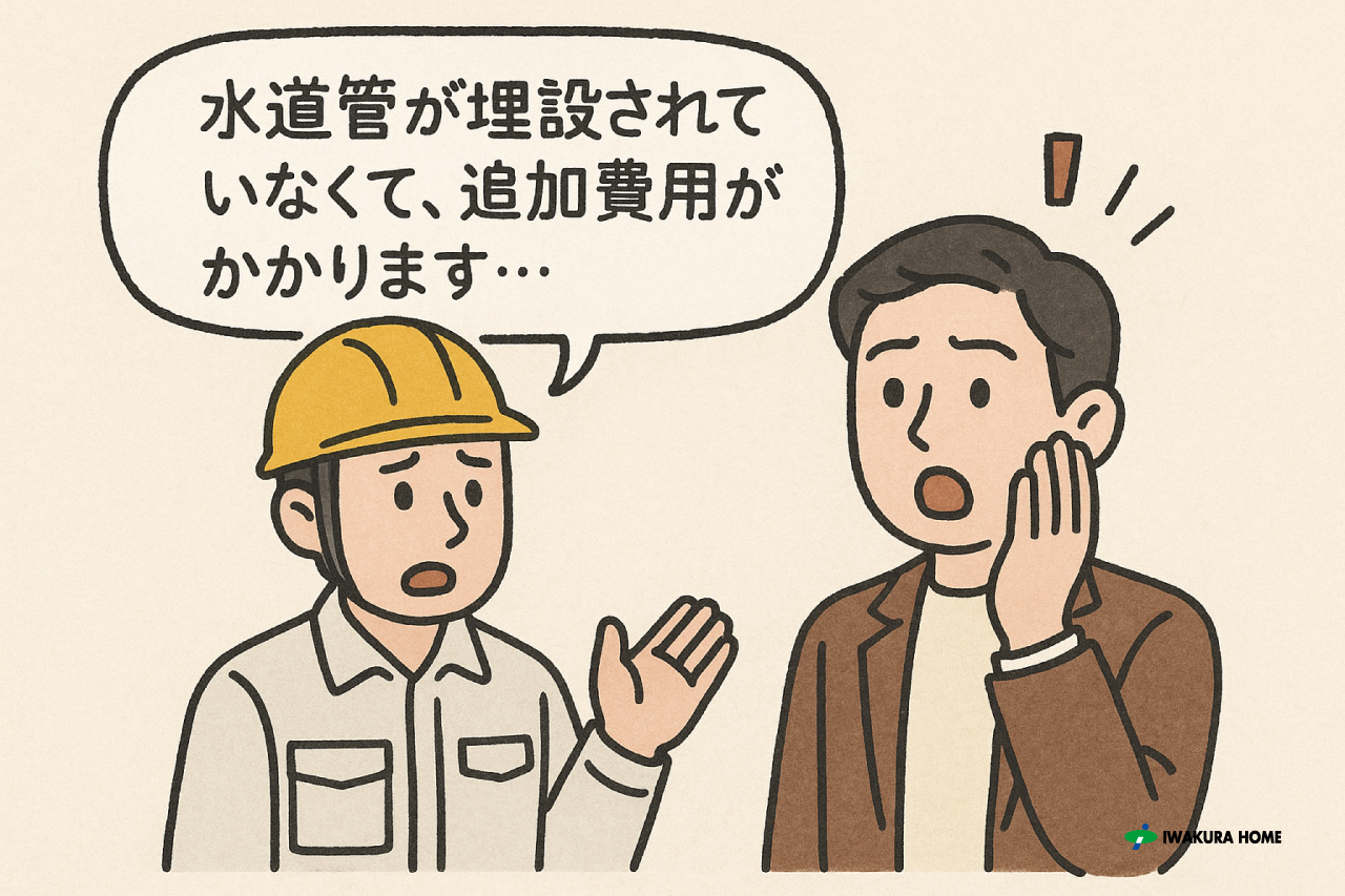 水道調査の結果を聞いて驚く男性