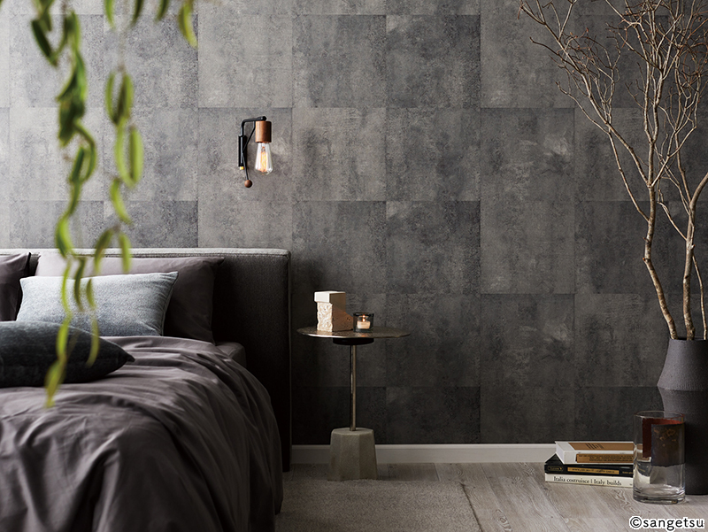 主寝室のアクセントクロスRE-55636の施工イメージ