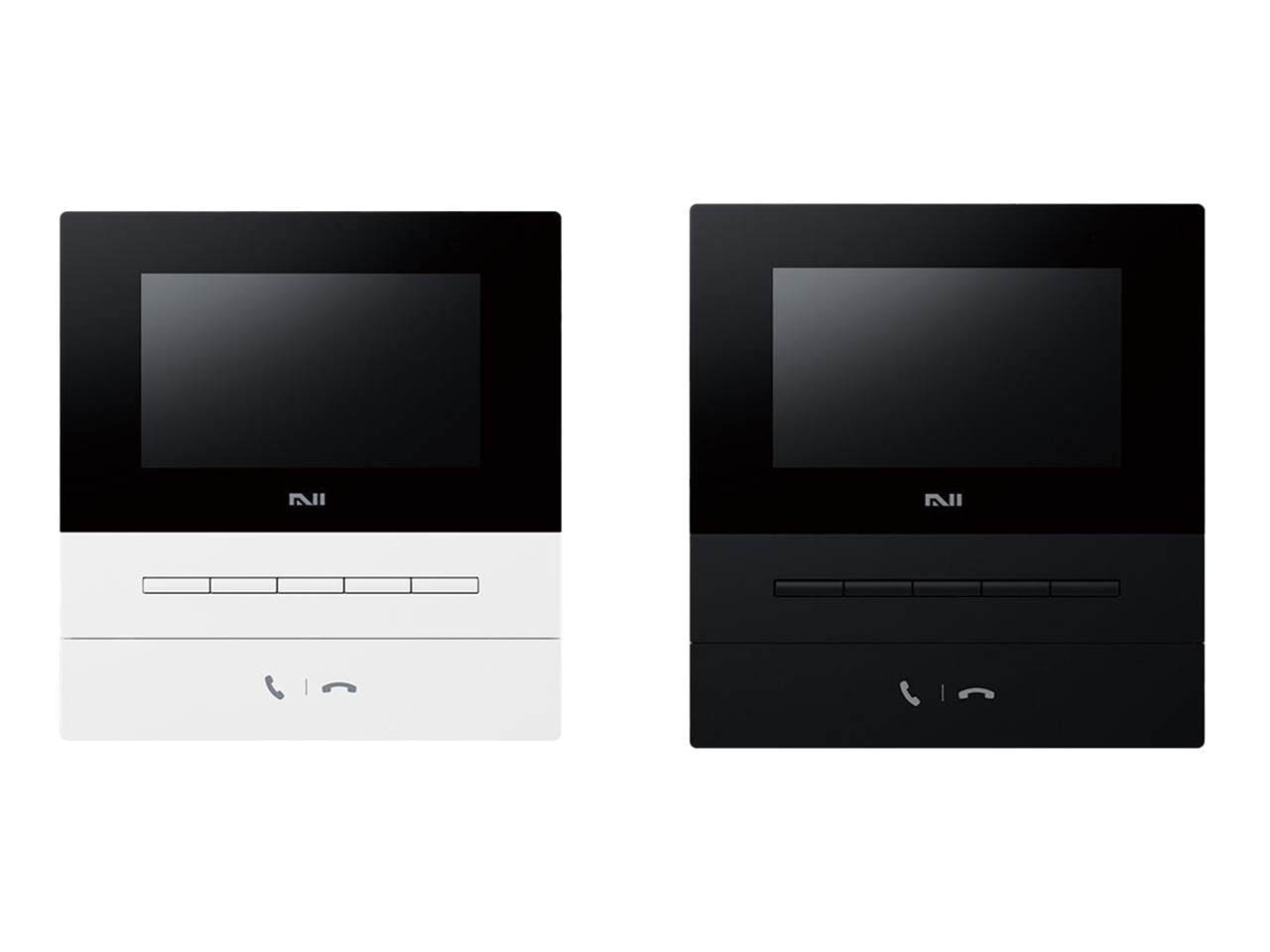 インテリアに調和するノイズレスデザインのナスタインターホン室内親機（ホワイト・ブラック）